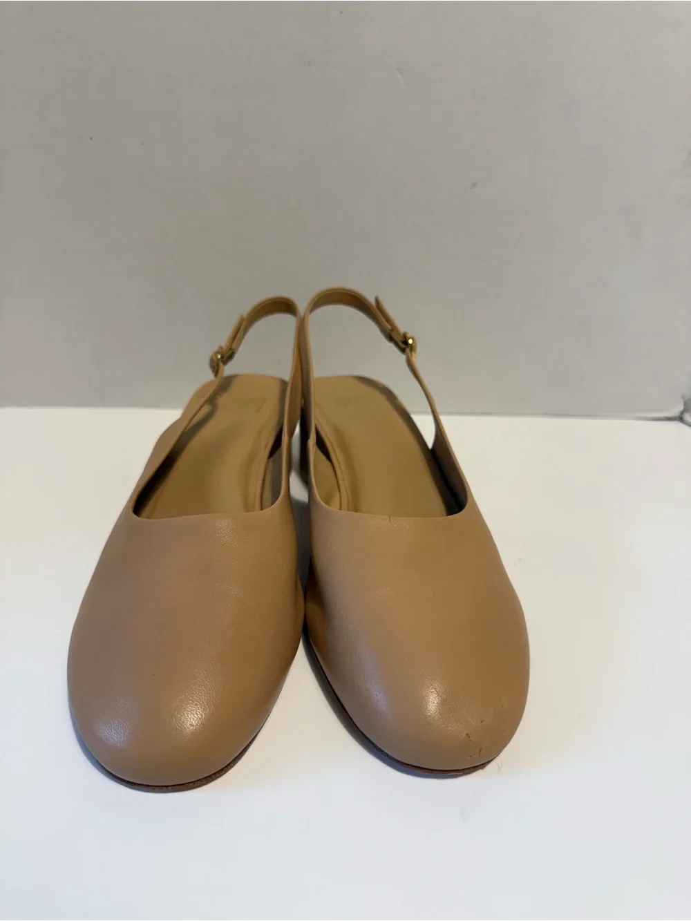Beek Lora leather beige Solid Slingback Block Heel Buckle Round Toe Ladies US 9*